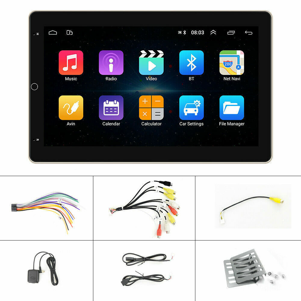 10.1″ Rotatable Android 15 Touch Screen Car Stereo Radio GPS WIFI BT Double 2DIN