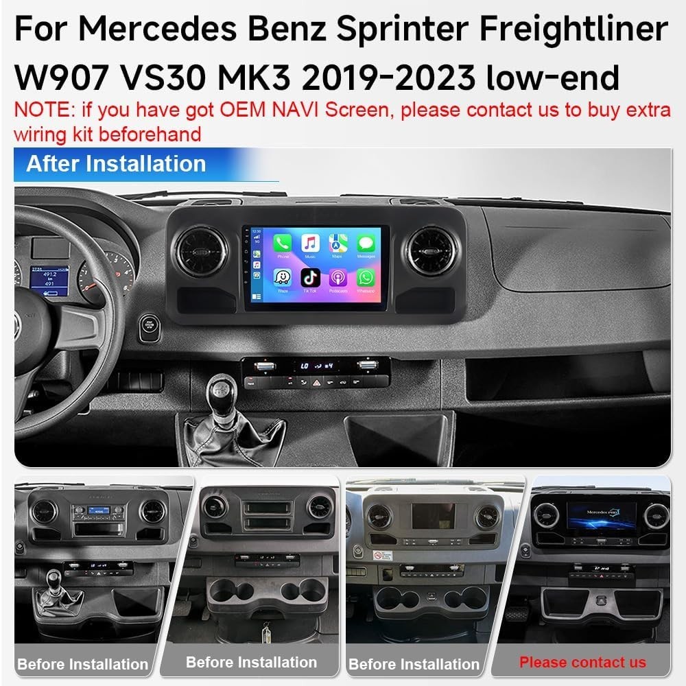 For 2019-2023 Mercedes-Benz Sprinter CarPlay Android 13 Car Radio Stereo FM Navi