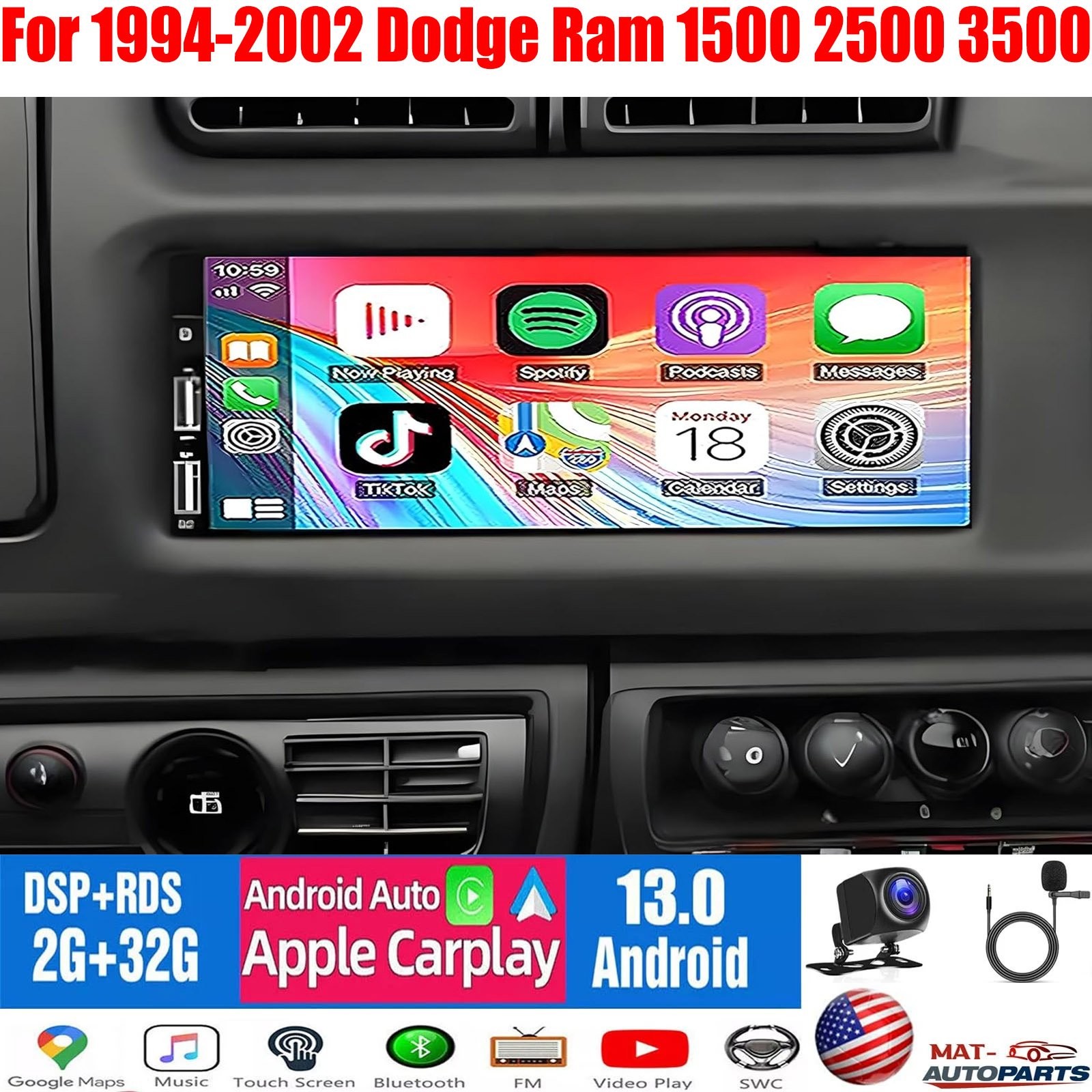 6.86in Car Stereo Radio For 1997-2002 Jeep Wrangler Android13 Carplay WIFI GPS