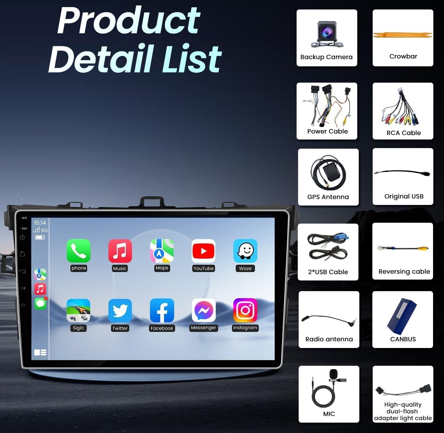 Car Radio Stereo Carplay For 2009-2013 Toyota Corolla GPS Android Auto