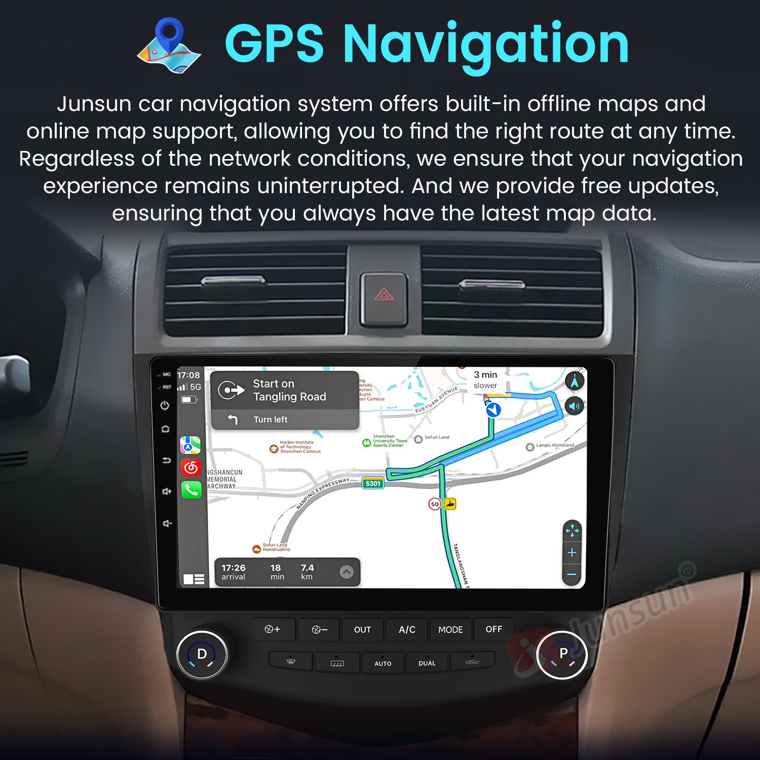 Carplay Car Stereo Radio Android For Honda Accord 2003-2007 GPS WIFI FM RDS 64GB