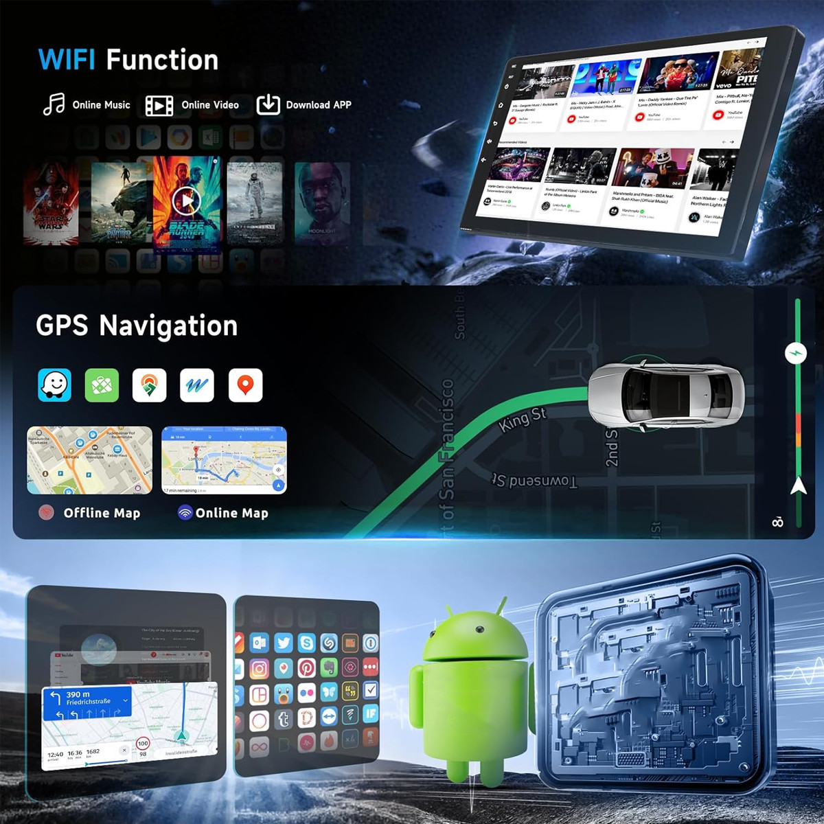For Jeep Wrangler CarPlay Android 13 Car Radio Stereo Head Unit Touchscreen
