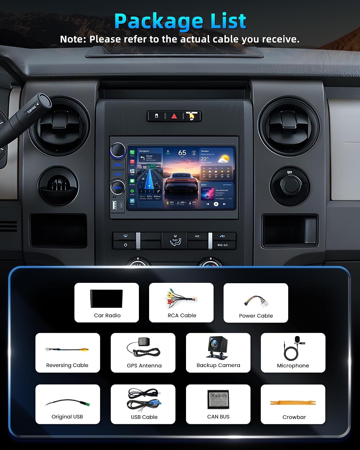 7″ HD Car Radio Stereo Carplay Andriod Auto GPS 8Core 64G for Ford F150 004-2008