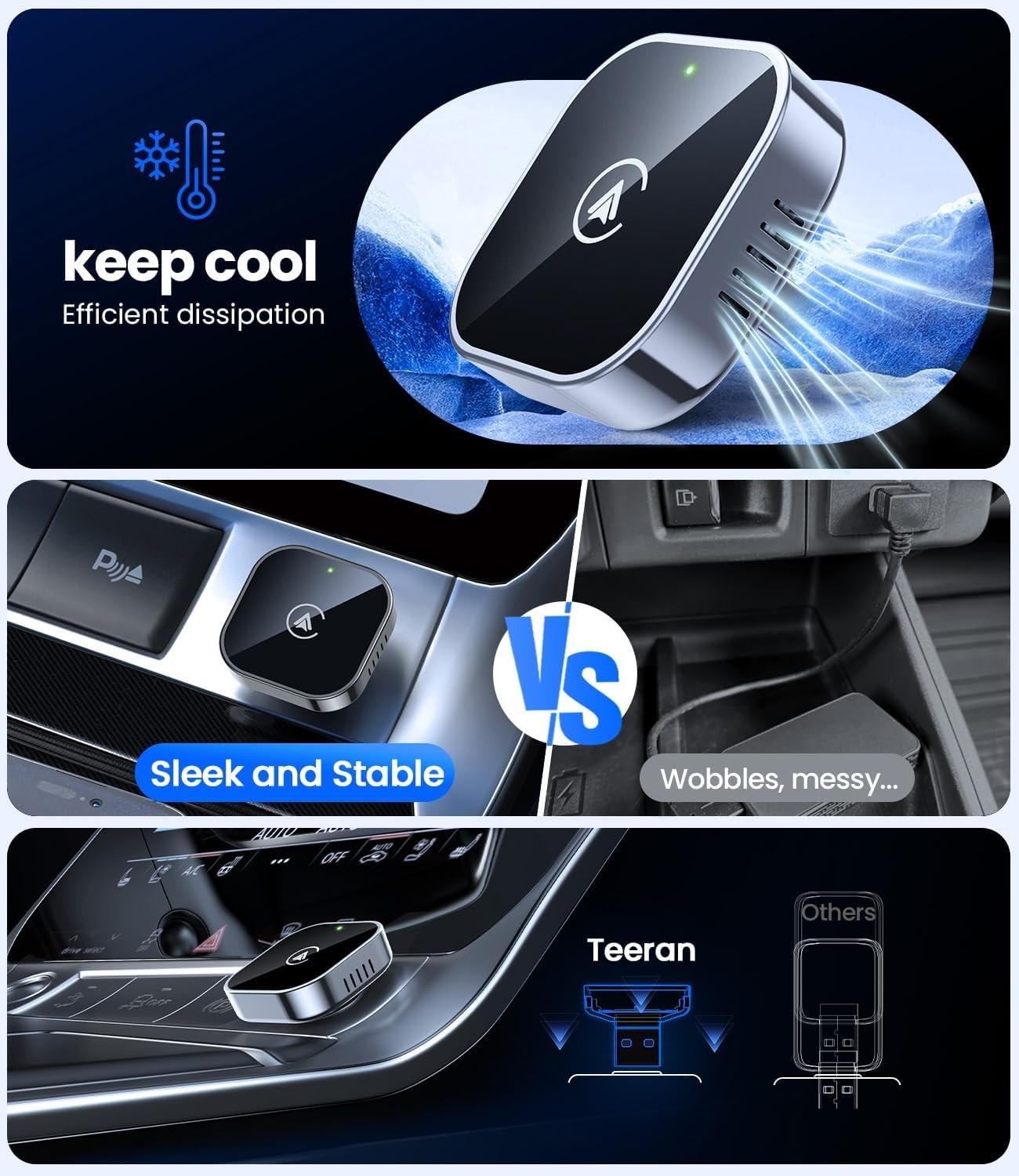 2-in-1 Wireless Adapter CarPlay & Android IOS Adapter USB Dongle Plug & Play
