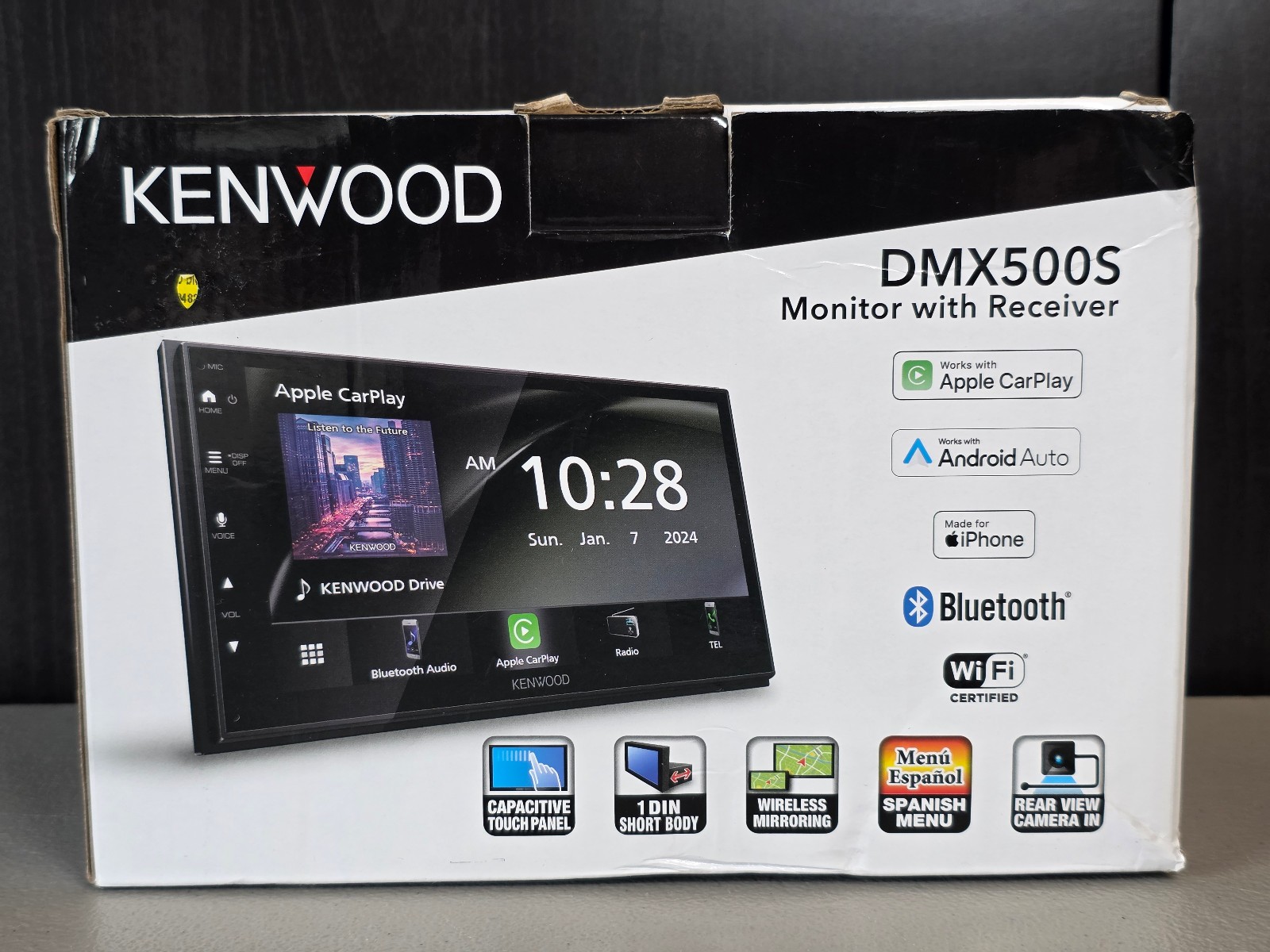 Kenwood DMX500S Monitor w/ Receiver -6.8″ Touchscreen, Bluetooth & Carplay