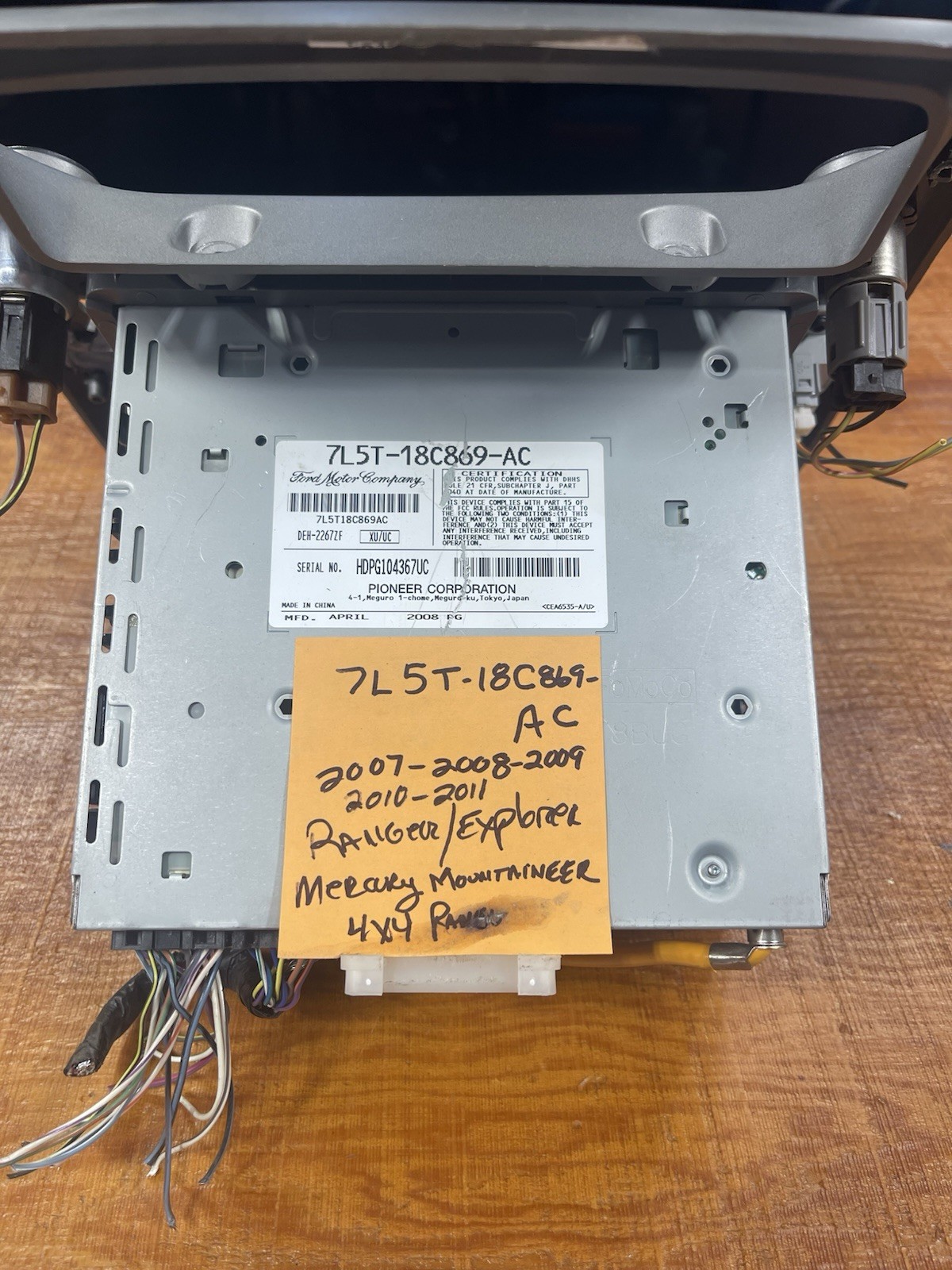 2007-2011 Ford Ranger Center Dash Radio Bezel W/Radio 4WD Silver 7L5T-18C869-AC