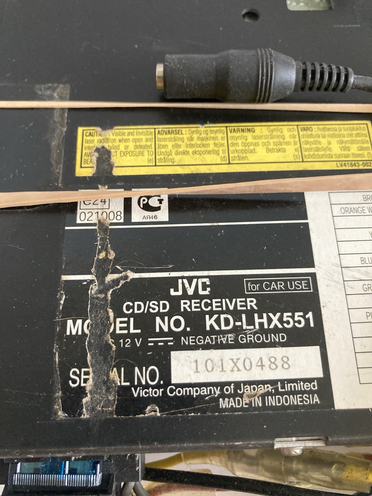 Jvc Kdlhx551 Original Car Radio Receiver ONLY!