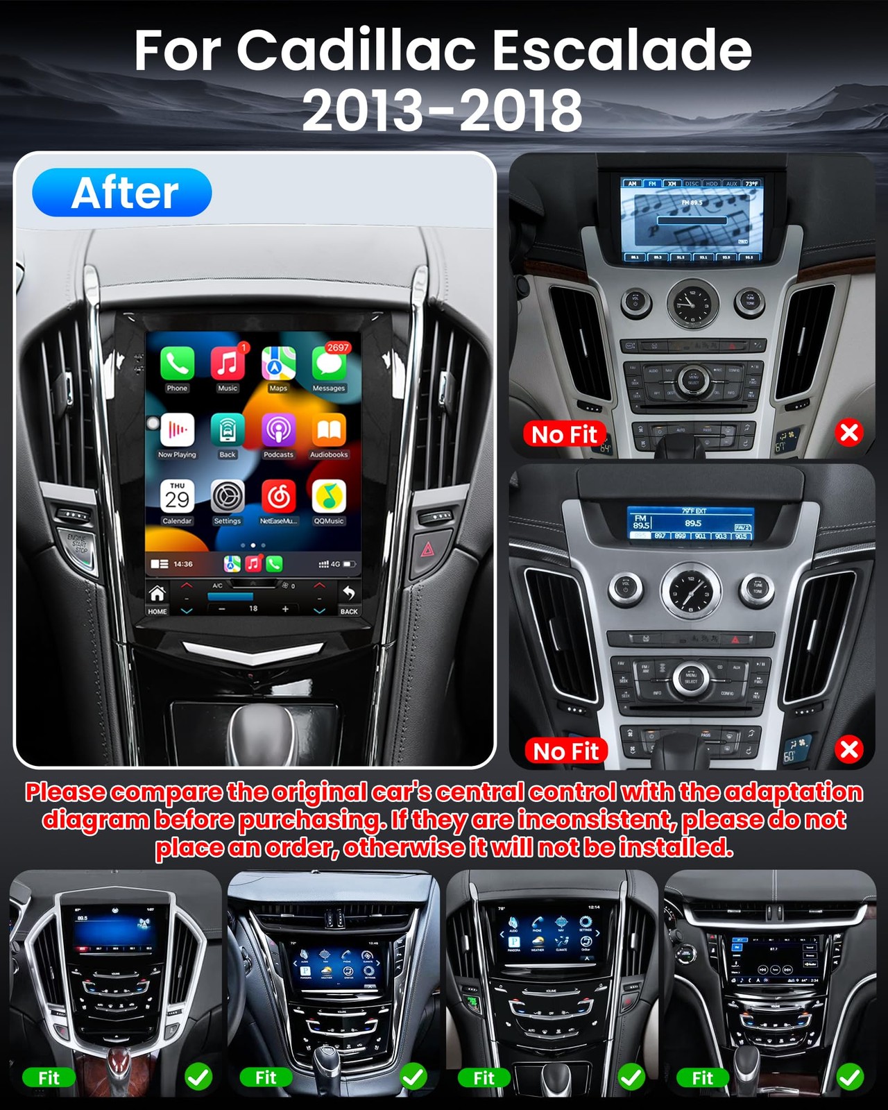 64G Screen Stereo Android Carplay for Cadillac ATS XTS SRX CTS 013-18 Car Radio