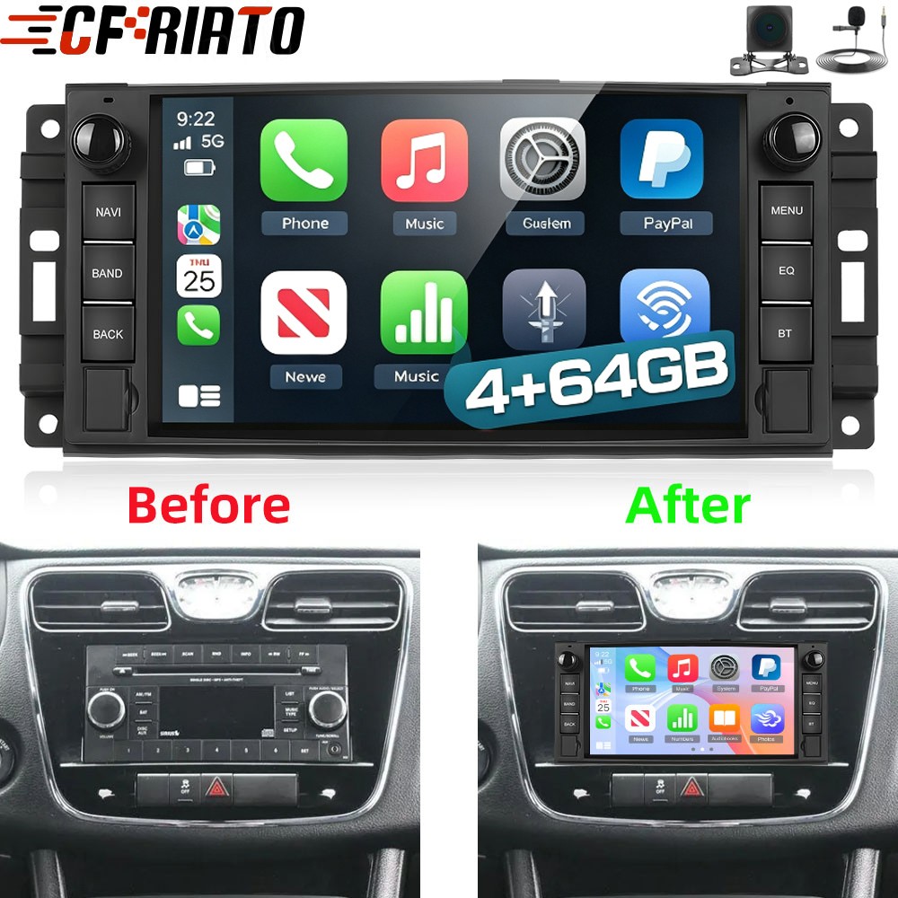 For 2011-2014 Chrysler 200 CarPlay Android 15 Car Stereo Radio GPS 4+64GB Camera