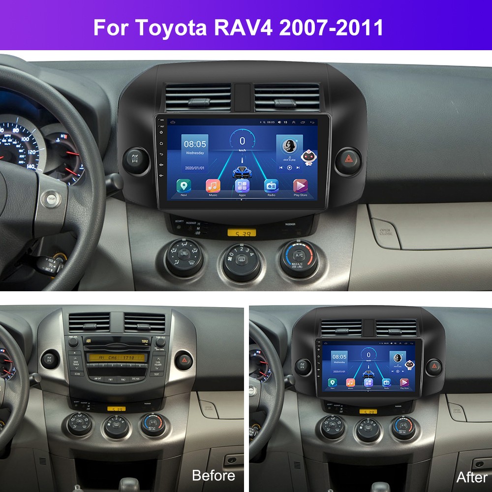 For 2007-2011 Toyota RAV4 Carplay Car Stereo Radio GPS Android 15 4+64GB Camera
