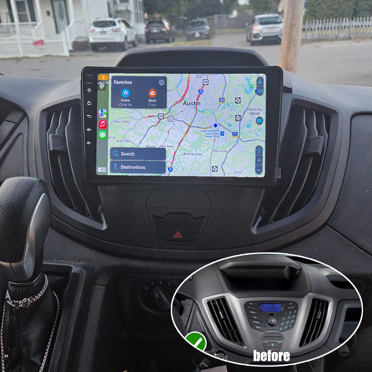 For 2015-2019 Ford Transit Carplay Radio FM RDS GPS Navi Backup Camera 4+32G 9in