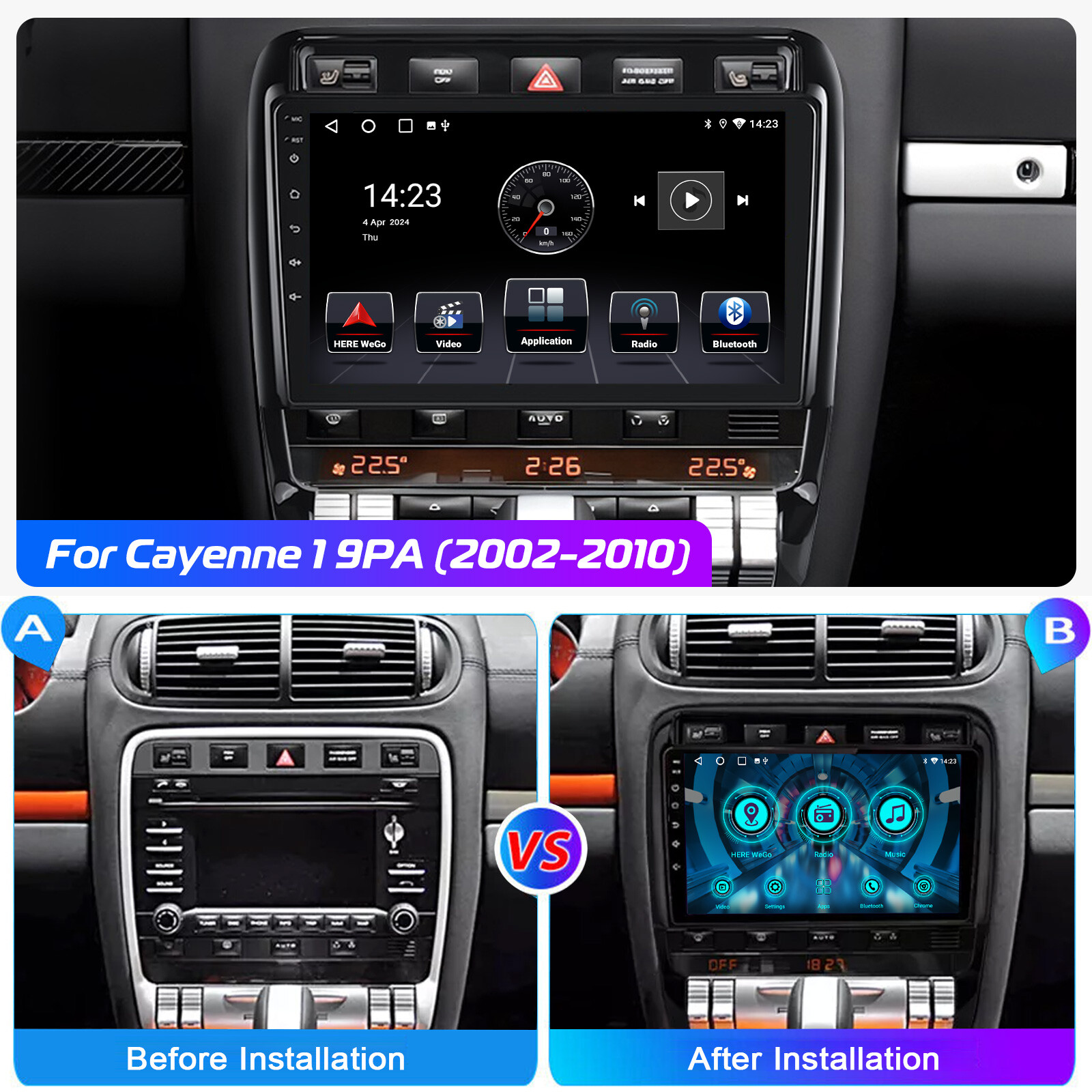 FOR 2002-2010 PORSCHE CAYENNE ANDROID 14 CARPLAY CAR STEREO RADIO GPS NAVI + CAM