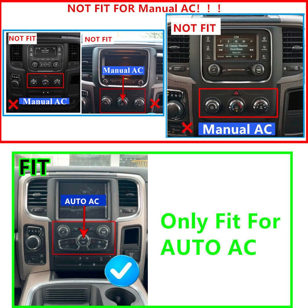 Car Radio Stereo Auto AC for Dodge Ram 2013-2019 1500 2500 3500 Carplay/Android