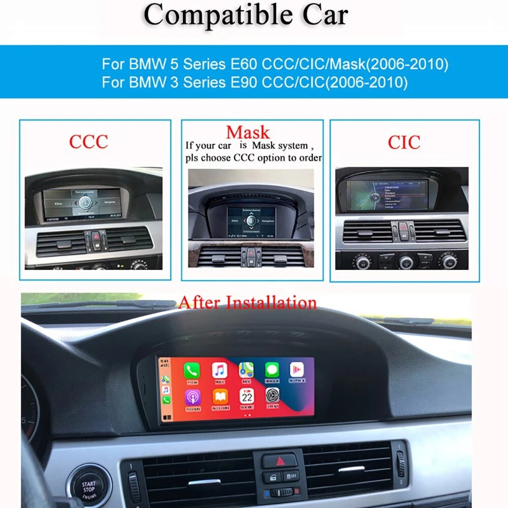 4G LTE Android 14 Car Stereo 8 Core 8+128G GPS Sat Nav For BMW 5 Ser E60 E61 E90 CCC