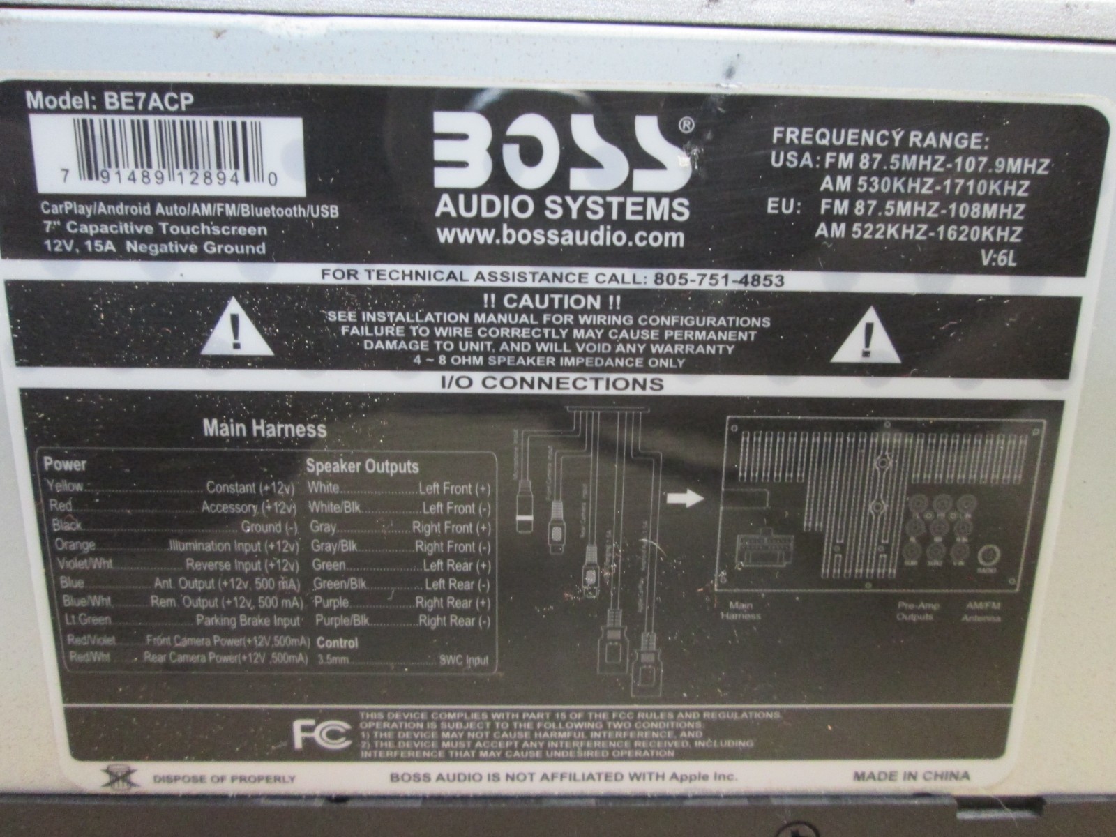 Boss Aftermarket Double Din Radio Stereo Sound Receiver Screen Display be7acp
