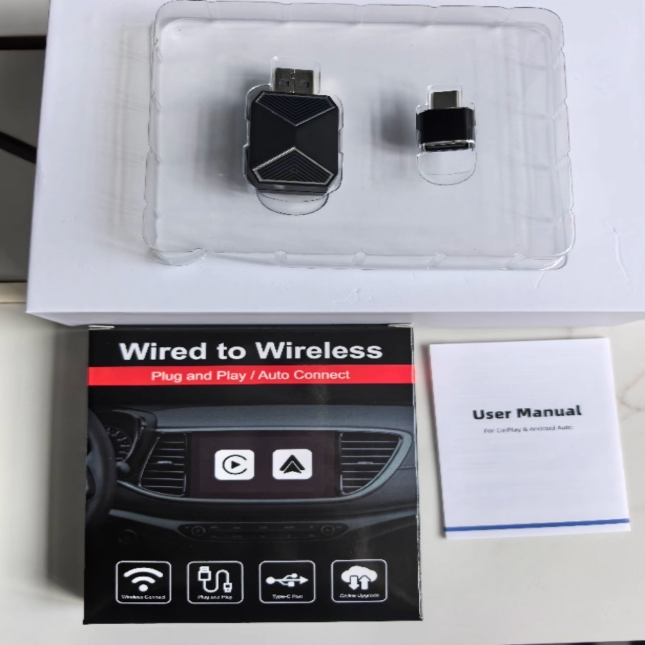 Wireless Carplay Android Auto Adapter 2 in 1 Mini Box Plug&Play Wireless Dongle1