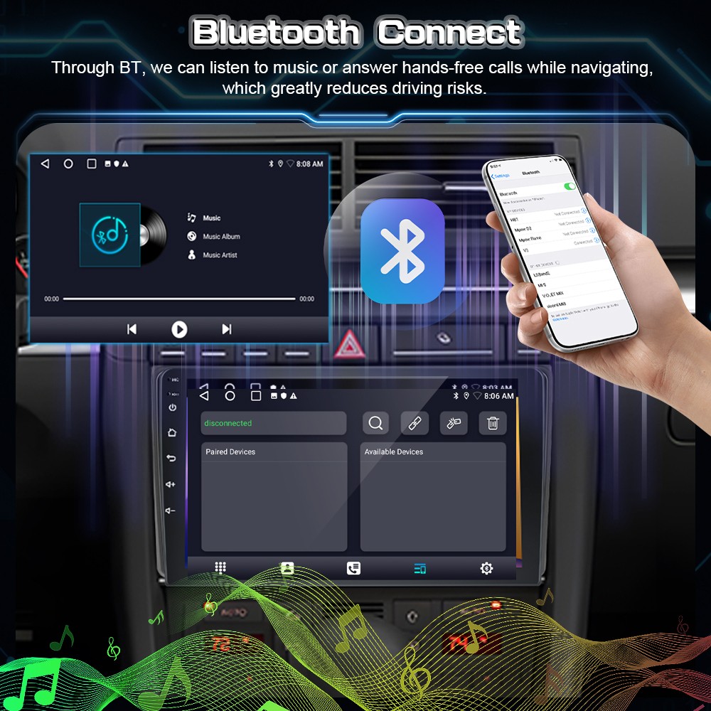 9″ Android 15 Apple Carplay Car Stereo Radio GPS Wifi Navi For Audi A4 2002-2008