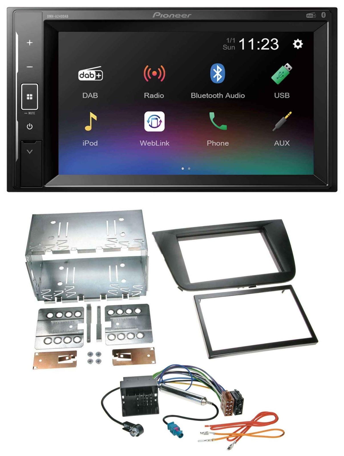 Pioneer DAB MP3 2DIN Bluetooth USB Car Stereo for Seat Altea Toledo Altea XL Black