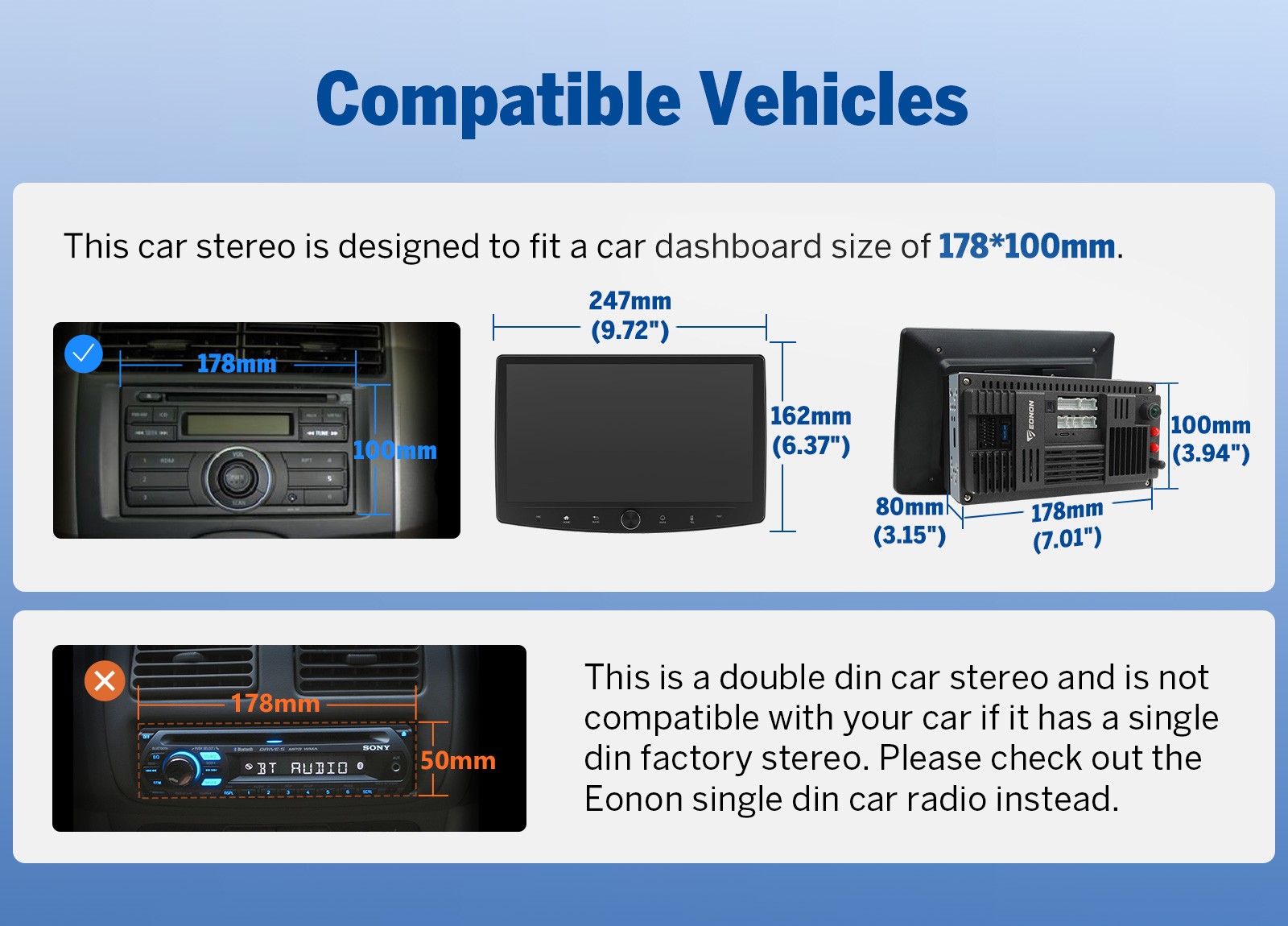 Double Din 10.1″ Car Stereo Android/Apple Carplay Radio Touch Screen Player+ Cam