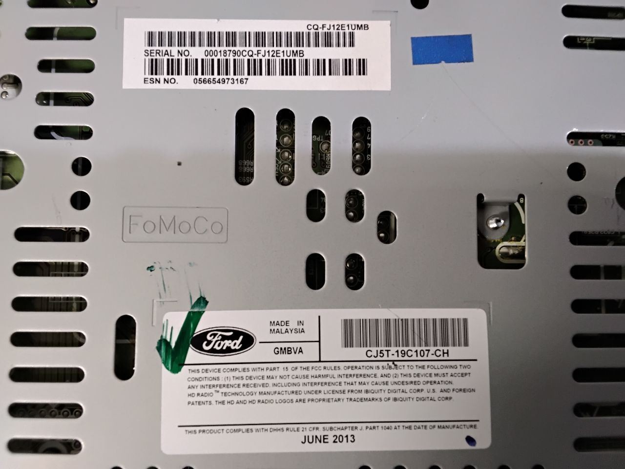 2013-2015 Ford Escape Radio Receiver w/HD Radio ID CJ5T-19C107-CB thru CK