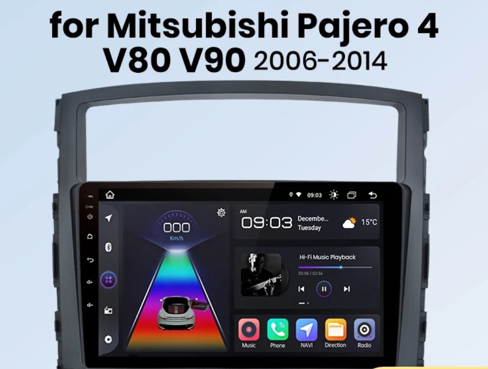 2 DIN ANDROID RADIO FOR MITSUBISHI PAJERO 4 GPS WI-FI USB BLUETOOTH CARPLAY