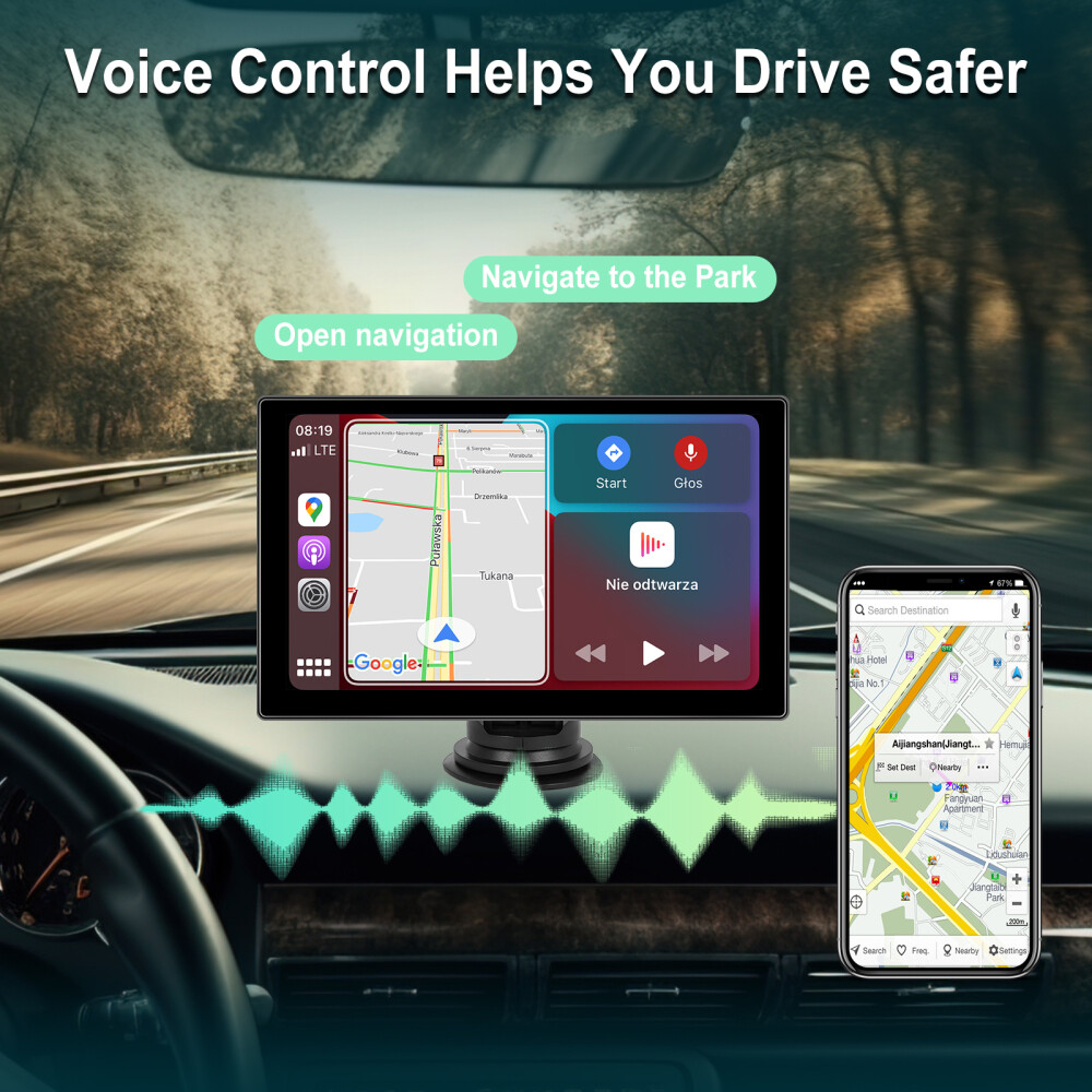 9inch Touch Screen Car Radio Apple CarPlay Android Car Compatible BT5.0 Wireless