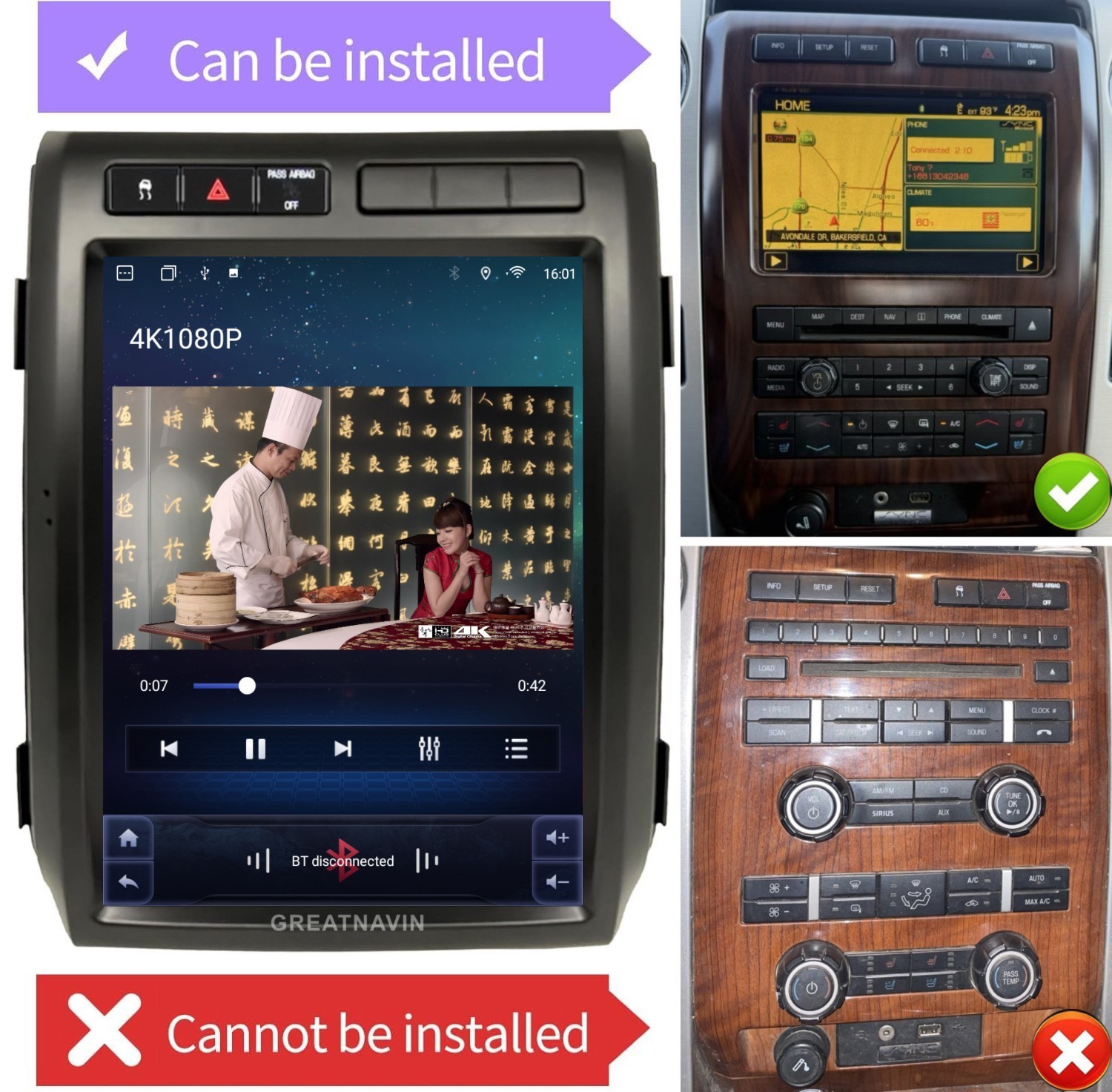 For Ford F150 2009-2012 Apple Carplay Android Auto Car Stereo Radio GPS WiFi FM