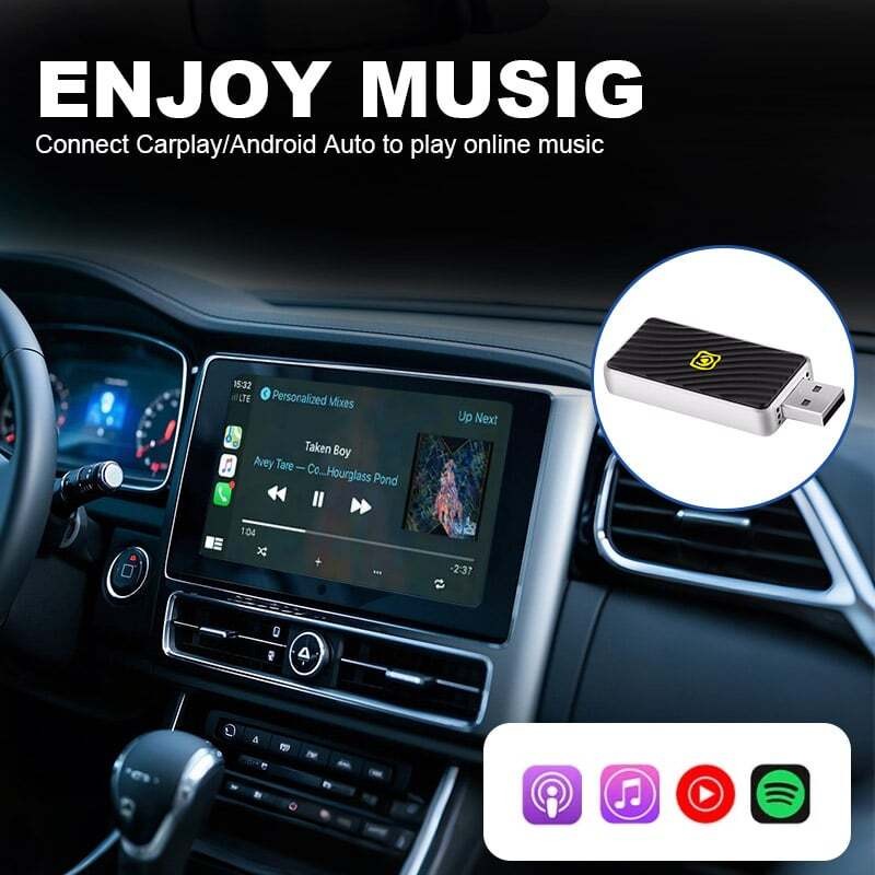 2-in-1 Wireless CarPlay Android Auto Adapter Plug Play USB for iPhone Android