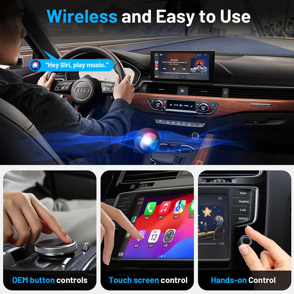 Wireless USB Carplay Adapter Dongle For iPhone Apple Android Auto Plug &Play