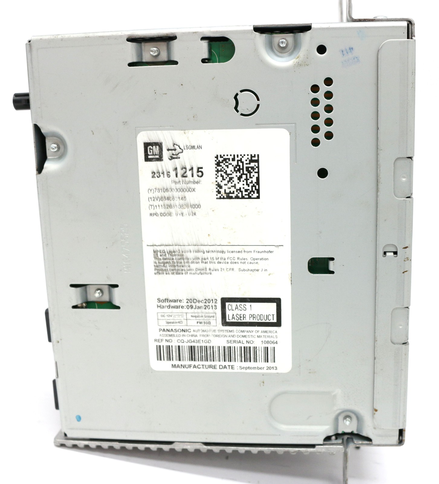 2014-2016 Chevrolet Malibu Volt AM FM Radio Single CD 23161215 Option Code UYE