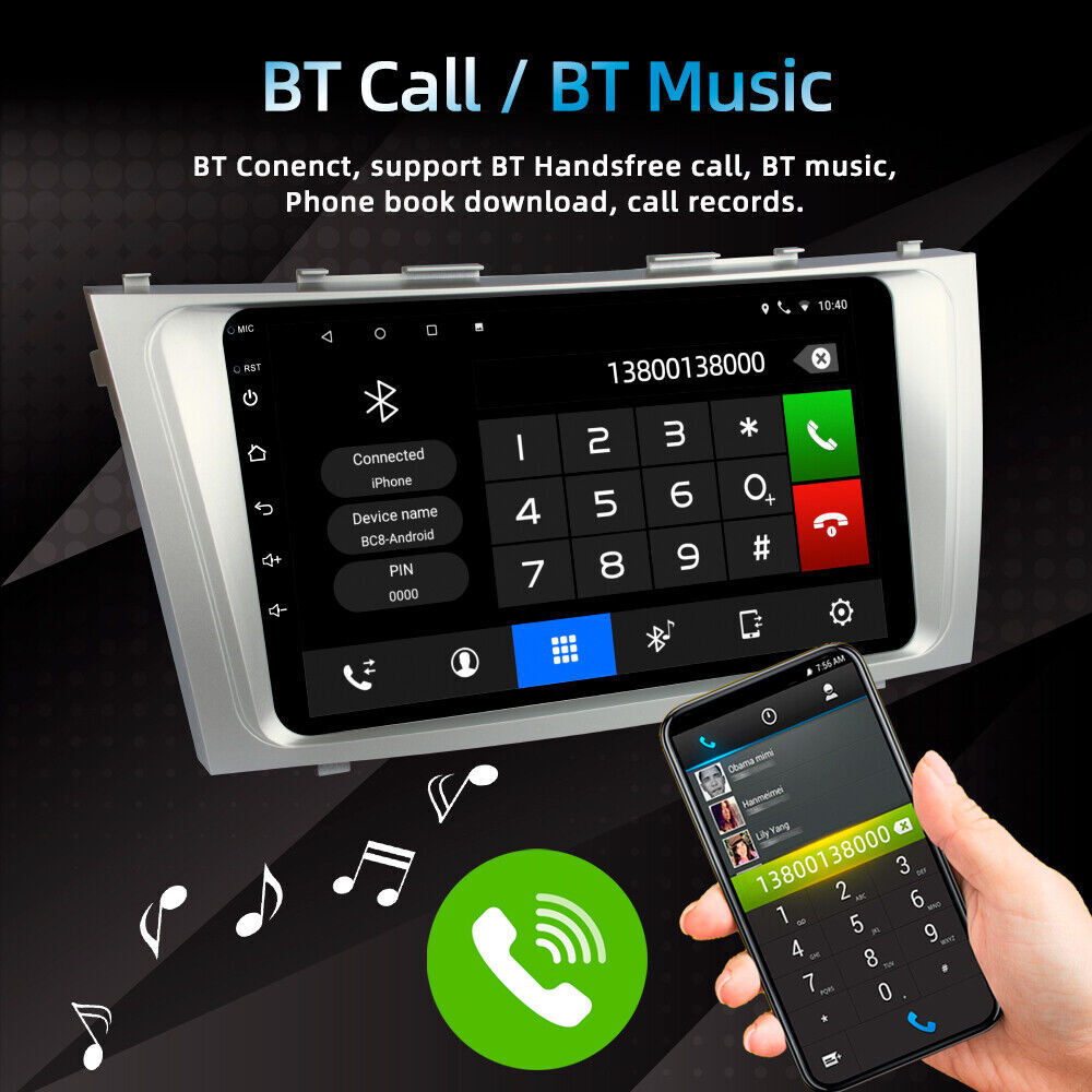 For Toyota Camry 2007-2011 Android 12 CarPlay Car Radio Stereo GPS Navi Wifi BT