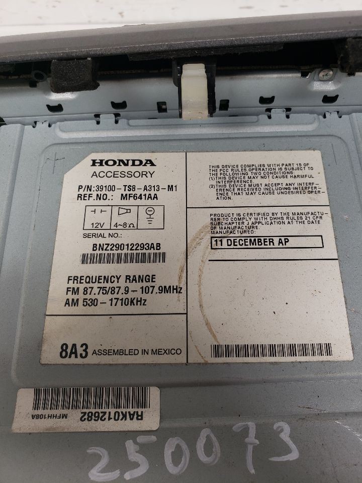 2012 Honda Civic Radio Assembly AM FM CD-MP3 LX Stereo Receiver OEM 1339229