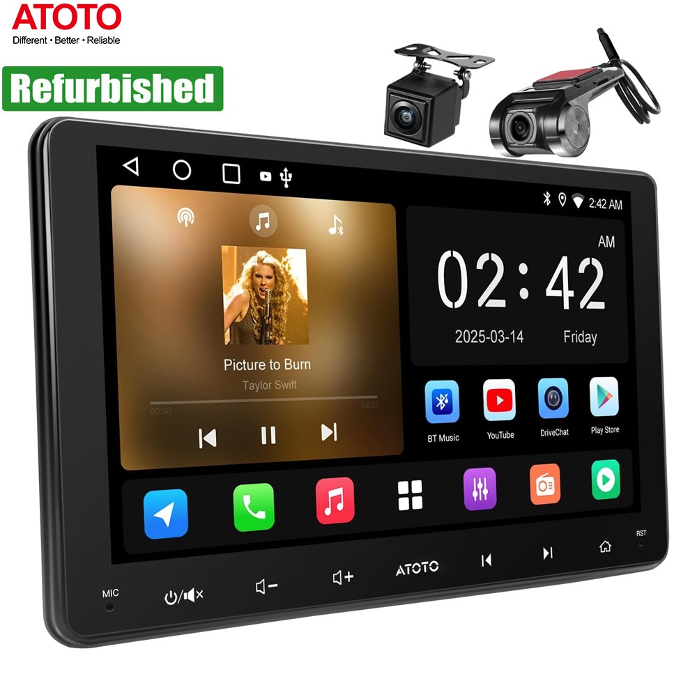 ATOTO CarPlay 9 inch Screen Android 2Din Car Stereo GPS Radio Dash+Backup Camera