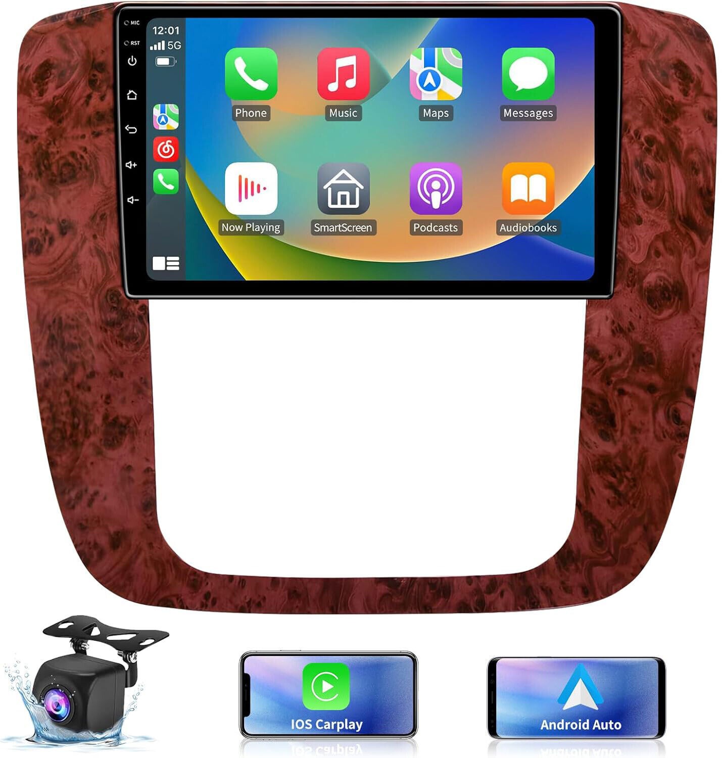 Car Radio Stereo Carplay For 2007-2014 Chevrolet Silverado Navi 4+64G 9in w/Cam