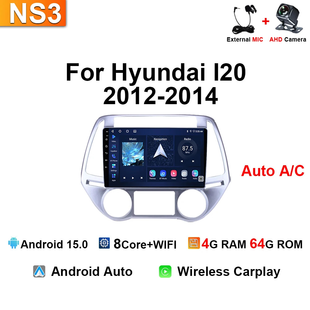 For Hyundai I20 2012-2014 Car Radio Multimedia Android Stereo Carplay Navi GPS