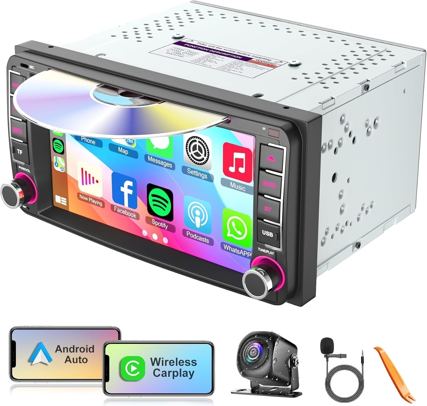 7” Car Stereo CarPlay with CD/DVD Player for Toyota 4Runner, Tundra & Sequoia