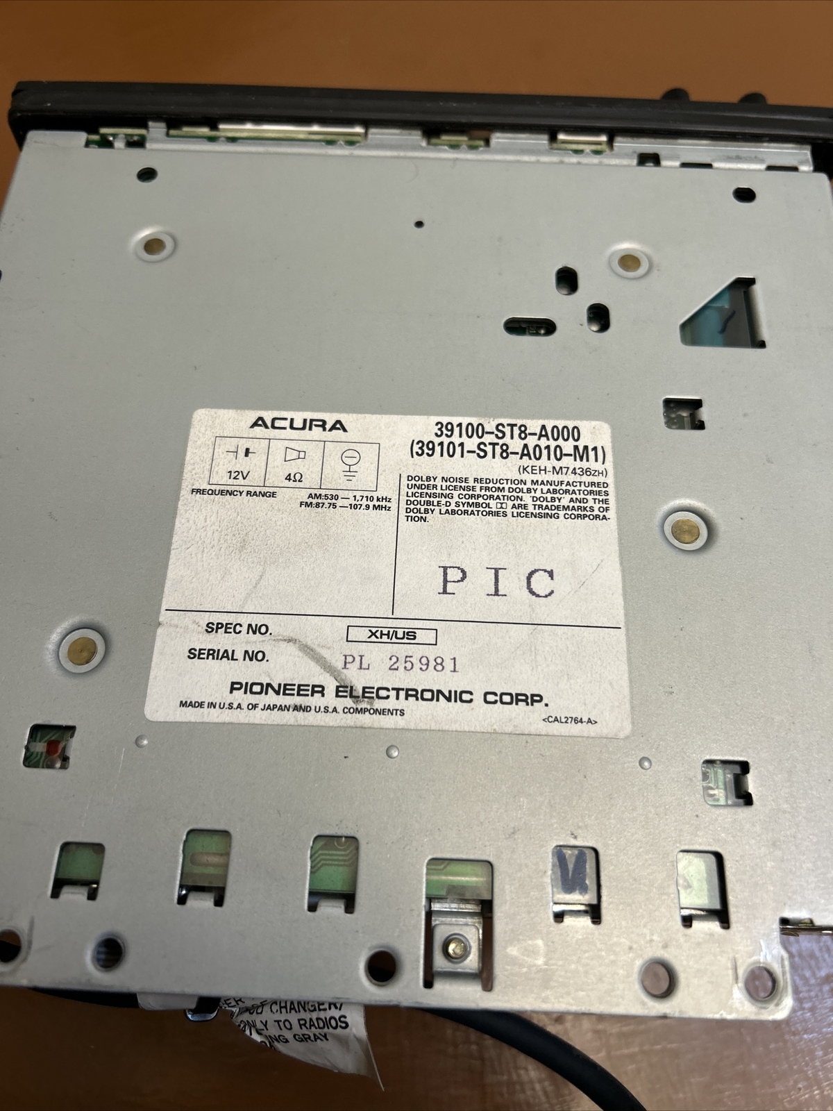 Acura Radio Not Tested For Parts