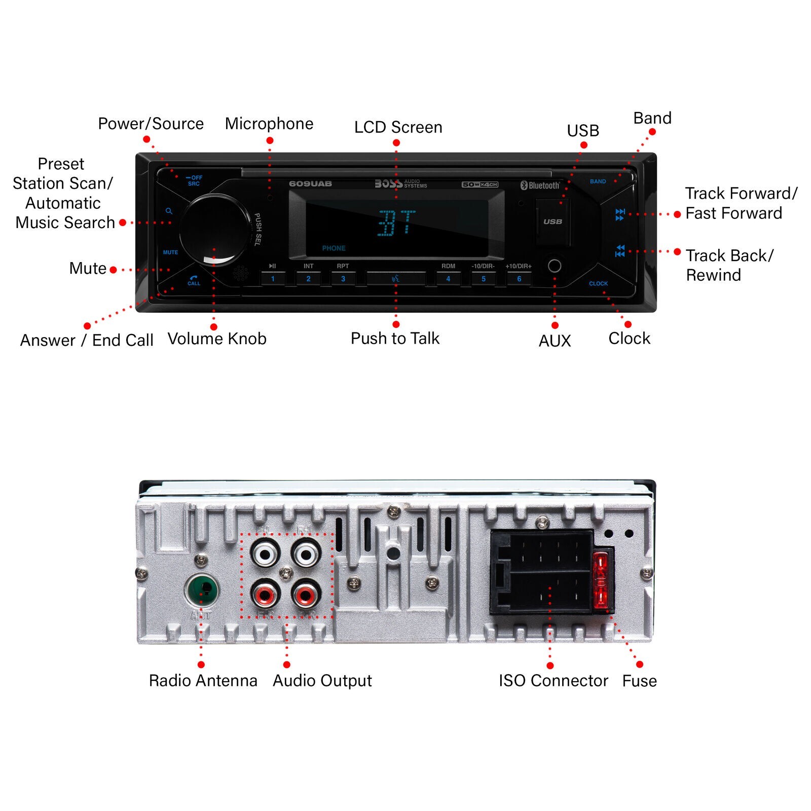 BOSS Audio Systems 609UAB Multimedia Car Stereo – Single Din Radio, Bluetooth