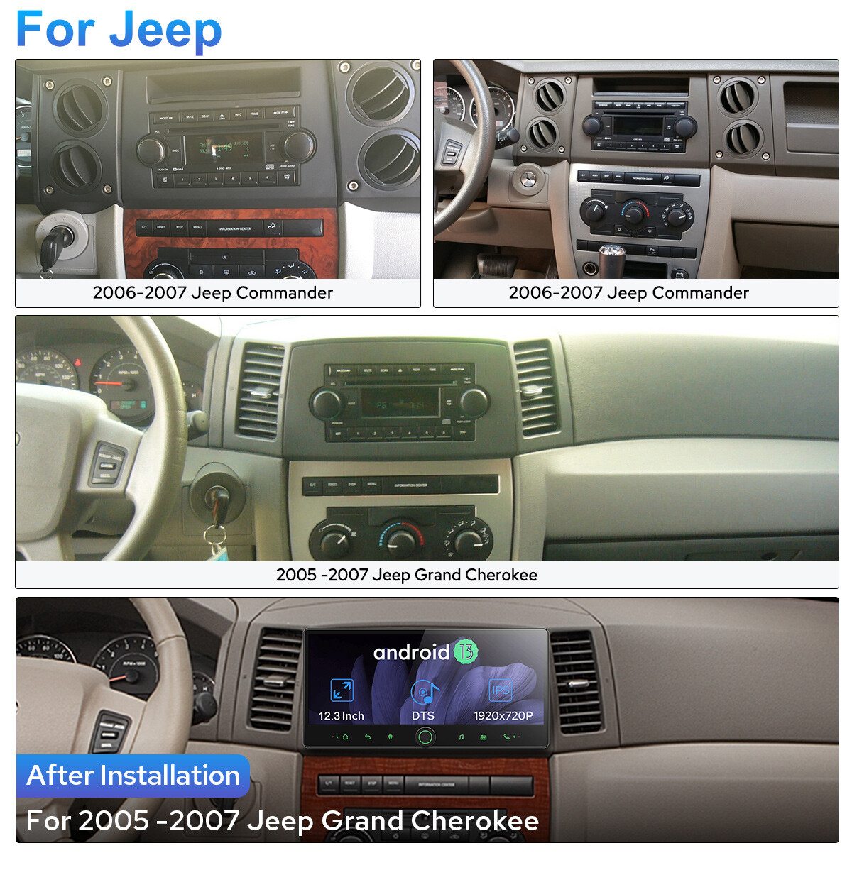 12.3 Inch Capacitive LCD Touchscreen Android 13 GPS Navi for Dodge RAM 1500 2500