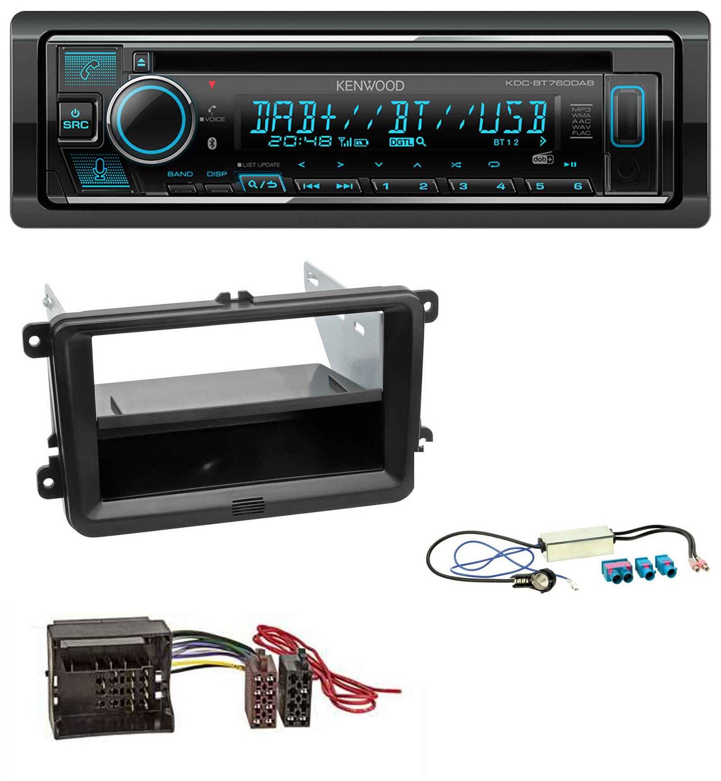 Kenwood MP3 Bluetooth DAB USB CD Car Stereo Speaker Installation Kit for Fiat Punto