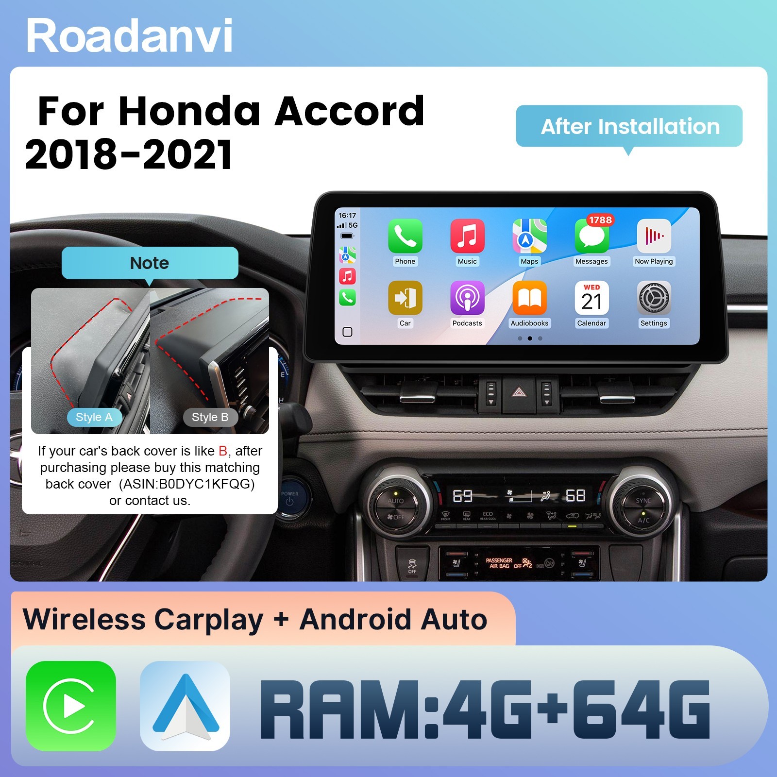 Roadanvi 12.3″ Car Stereo for Toyota RAV4 2019-2022 CarPlay Android Auto WiFi BT