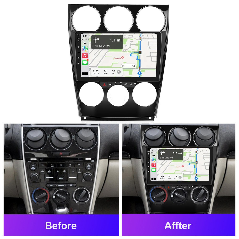 Apple Carplay Android 15 Car Stereo Radio for Mazda 6 2003-2008 SWC Navi 4+64GB