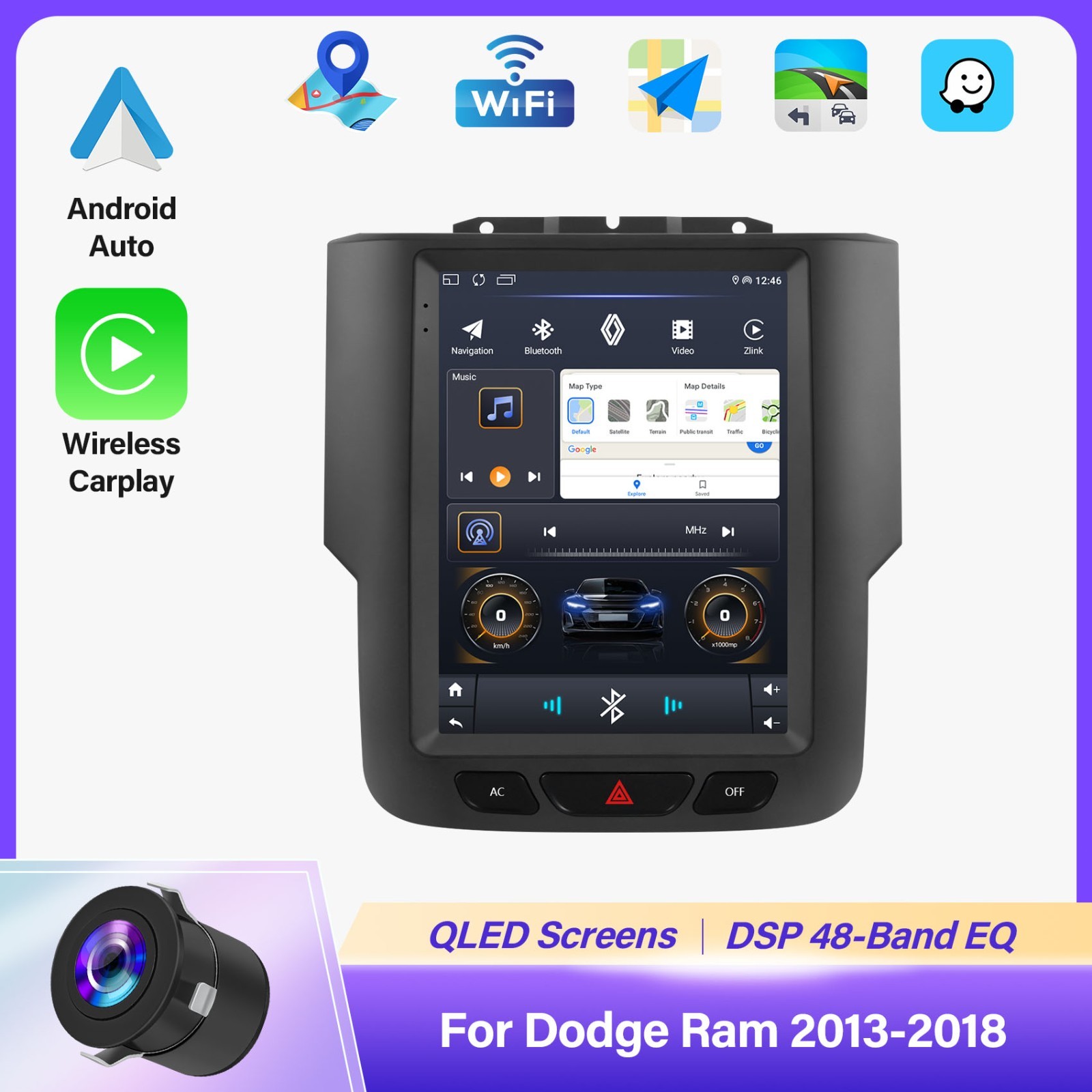 For Dodge Ram 1500 2500 3500 2013-2018 Android 14 Car Radio GPS CarPlay 4GB+64GB