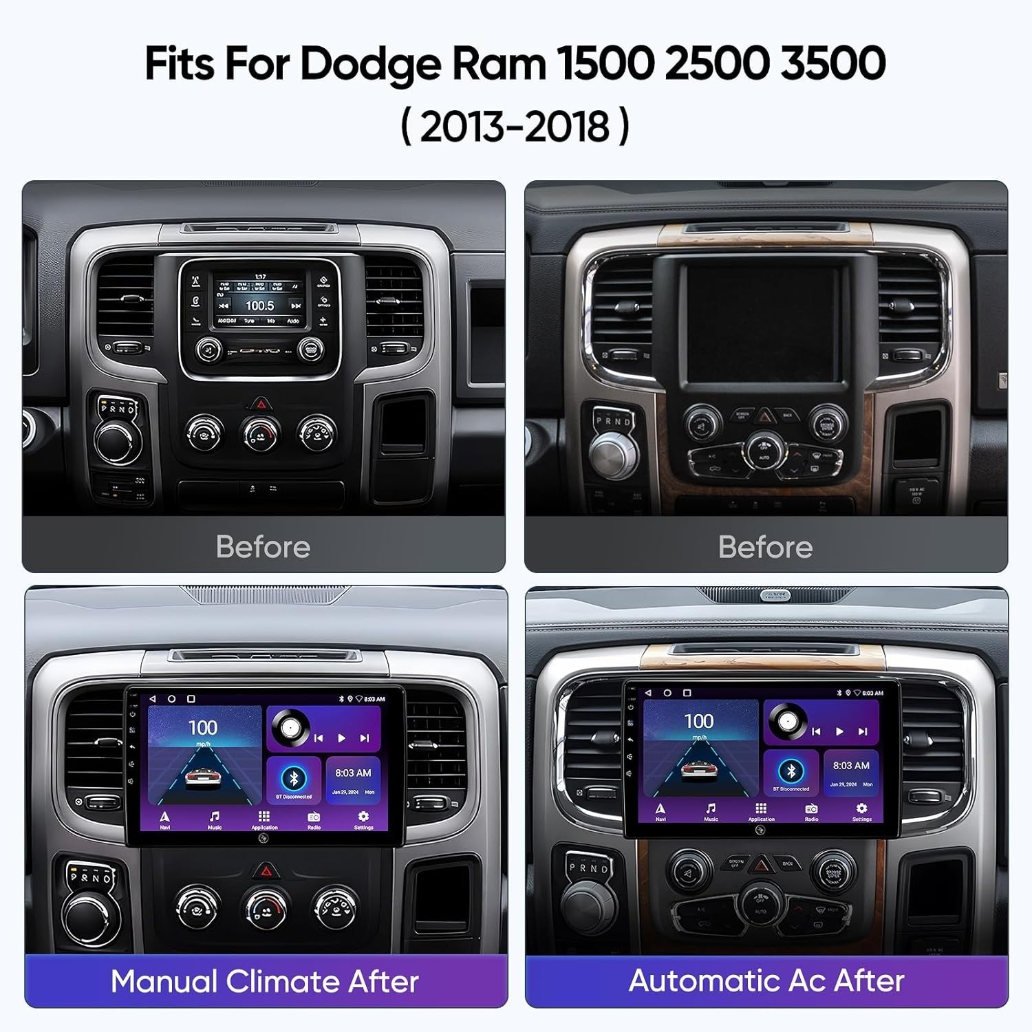 10″ Head Unit Car Radio Stereo for Dodge Ram 1/2/3500 2013-18 Camera BT Mirrorin