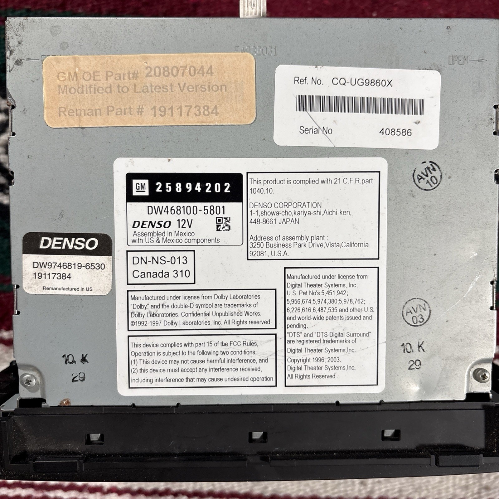 2008 2009 GM Navigation 25894202 for Tahoe Yukon Silverado Hummer H2 BOSE