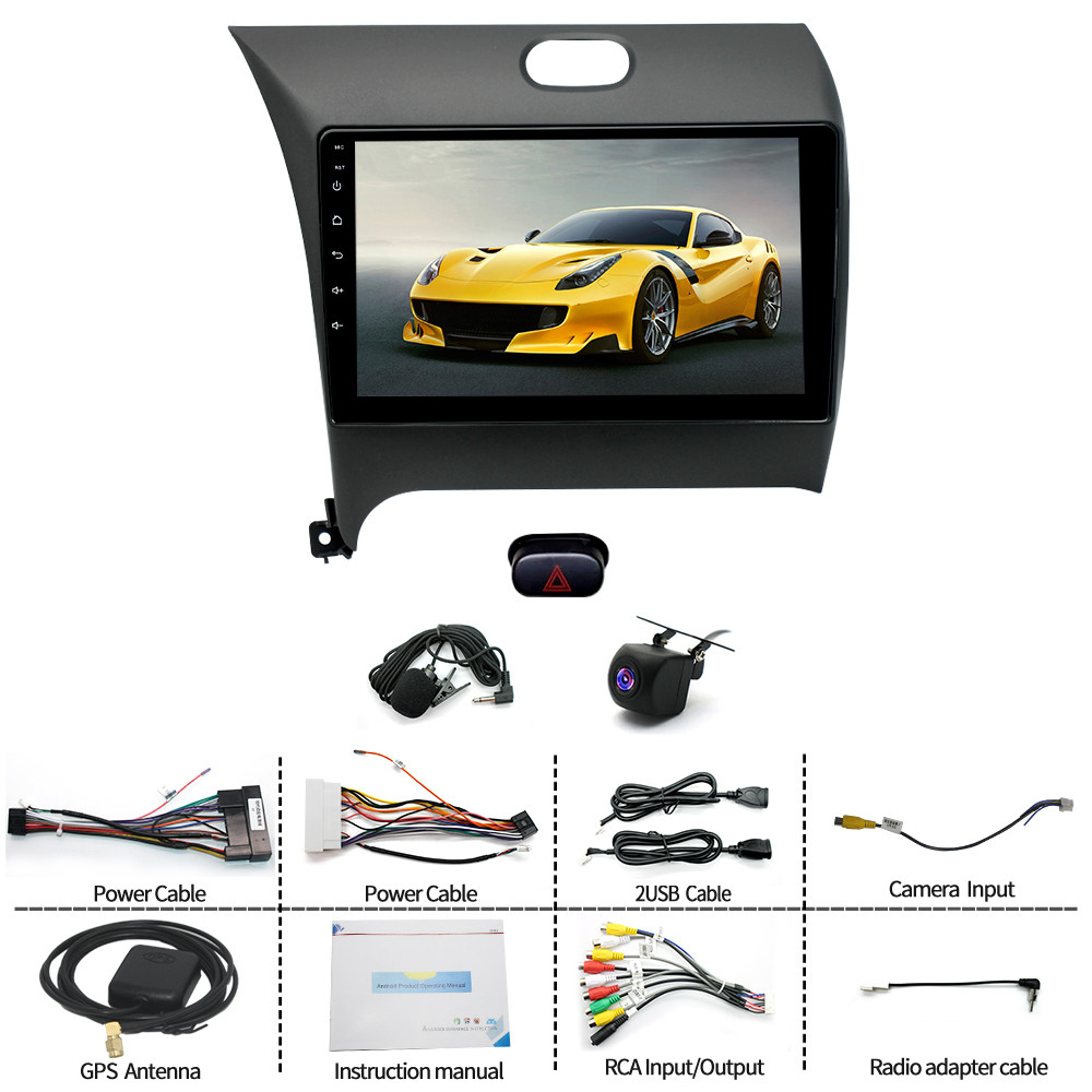Carplay Android Auto Car Head Unit 9inch Screen 2+64G Fit For 2013-2018 Kia K3