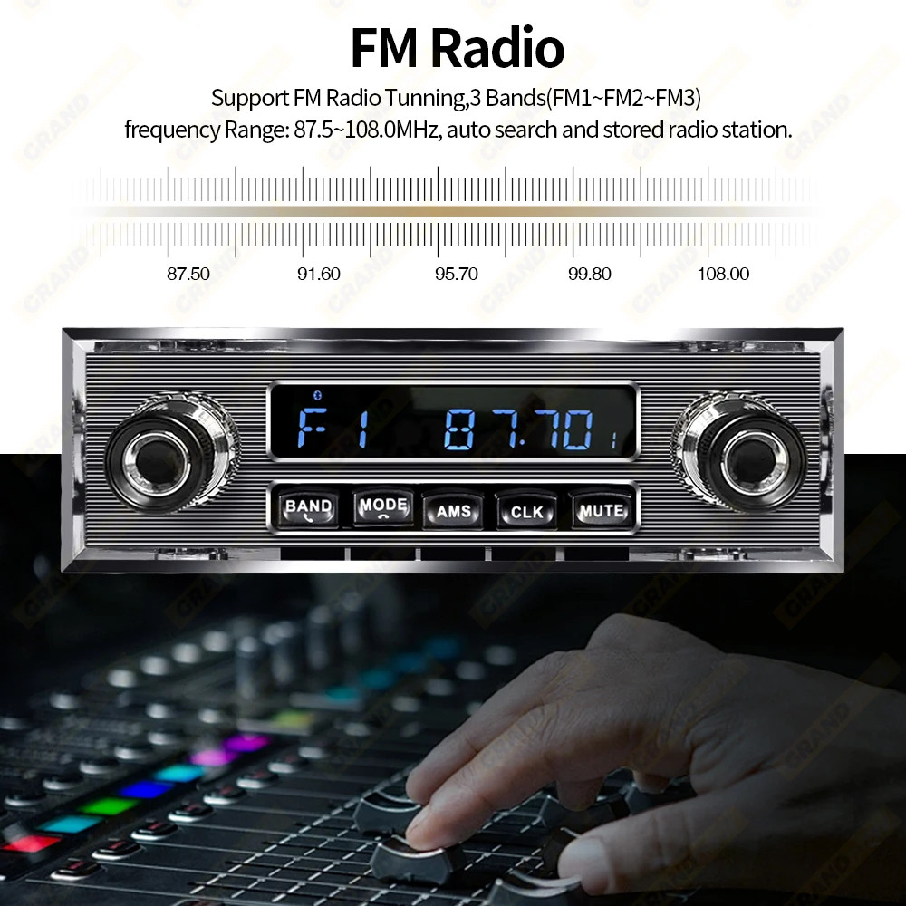 Single Din Car Radio MP3 Player Bluetooth FM AUX USB Retro In-Dash Stereo