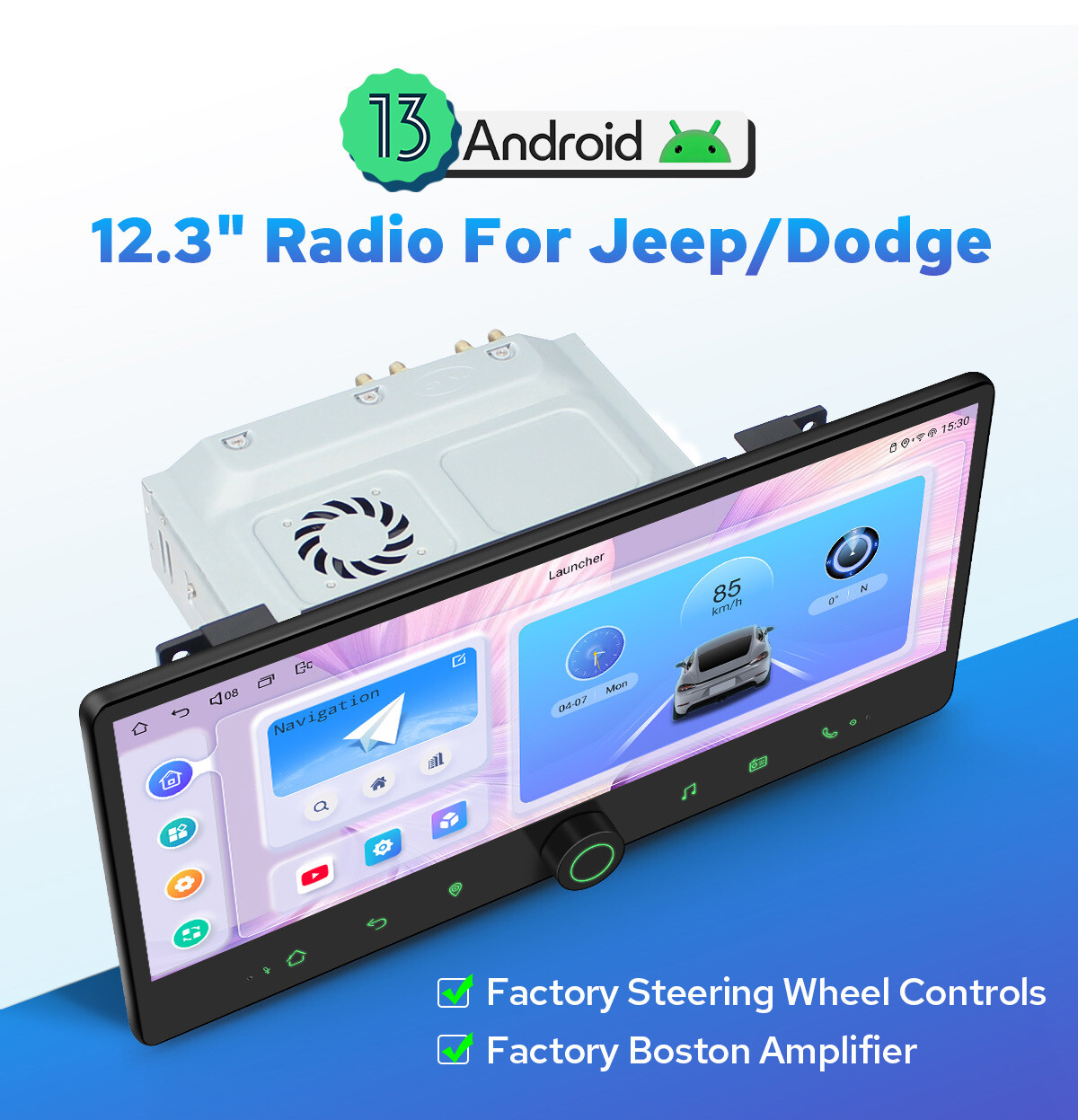12.3 Inch Capacitive LCD Touchscreen Android 13 GPS Navi for Dodge RAM 1500 2500