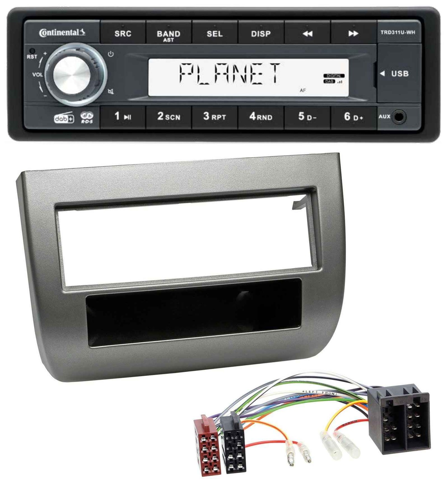 Continental MP3 AUX USB DAB 1DIN Car Stereo for Lancia Y (843 03-11) Charcoal