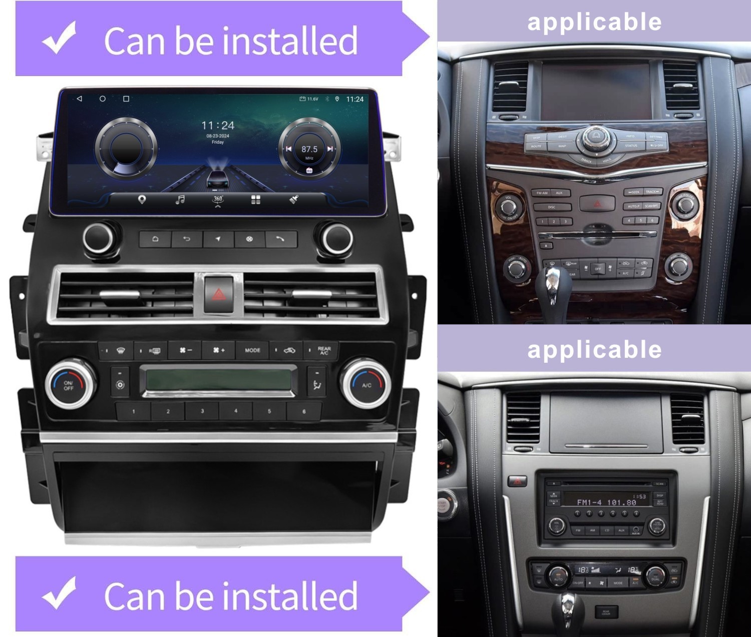 Car Radio For Nissan Armada QX80 QX56 2010-2021 GPS tesla style CarPlay Video FM